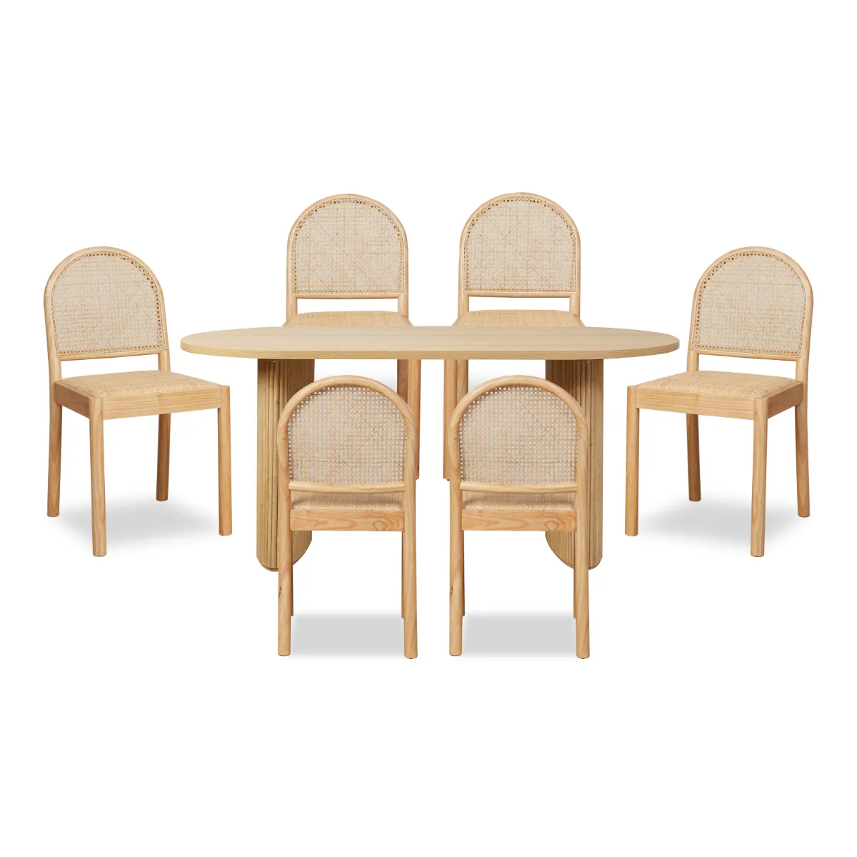 Amara Table and Mateo Seven Piece Set Mocka