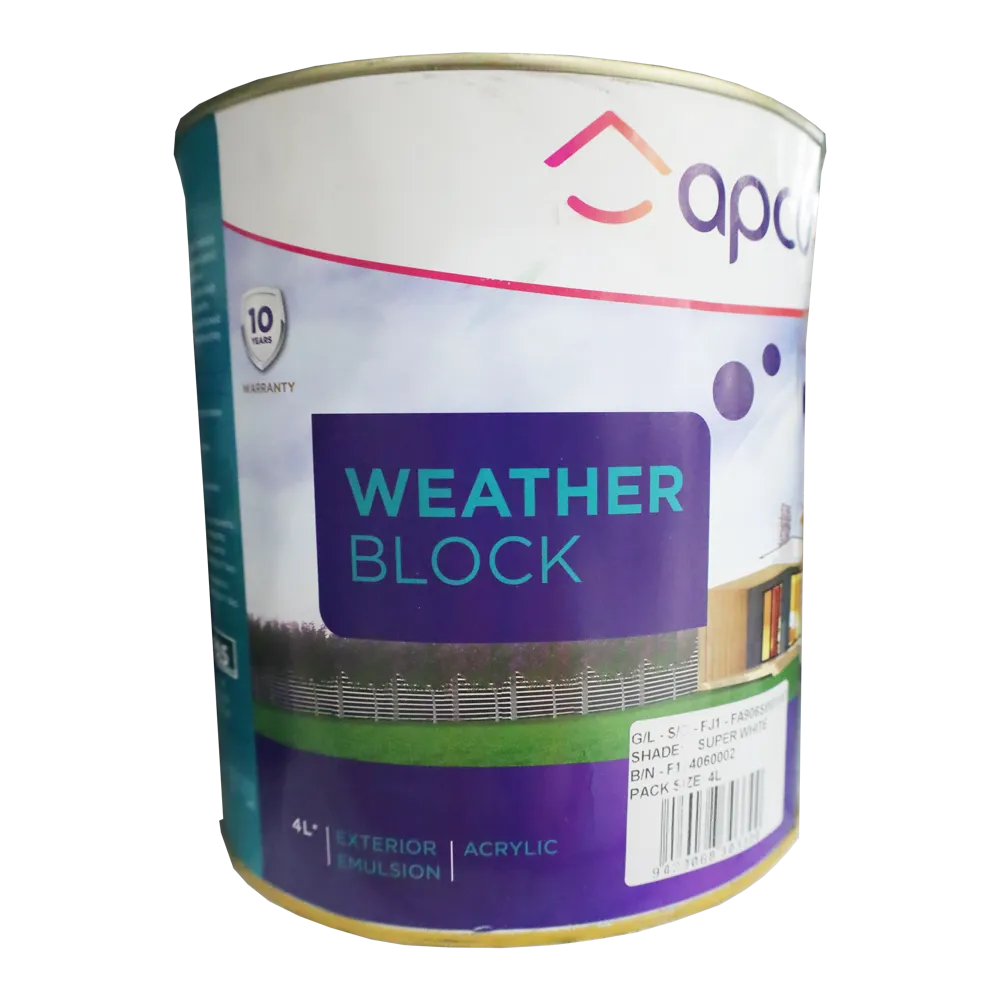 Apco Weatherblock Semi Gloss Acrylic White 4L
