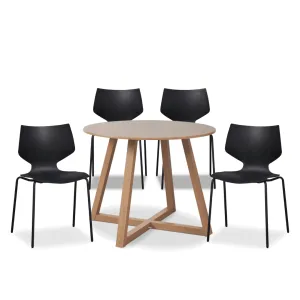 Avalon Natural Four Seater Dining Set Mocka