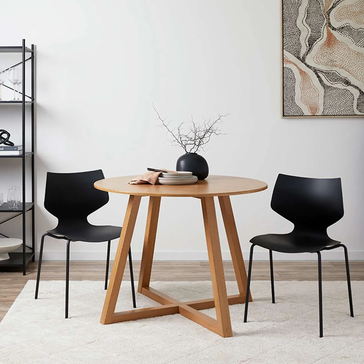 Avalon Natural Four Seater Dining Set Mocka