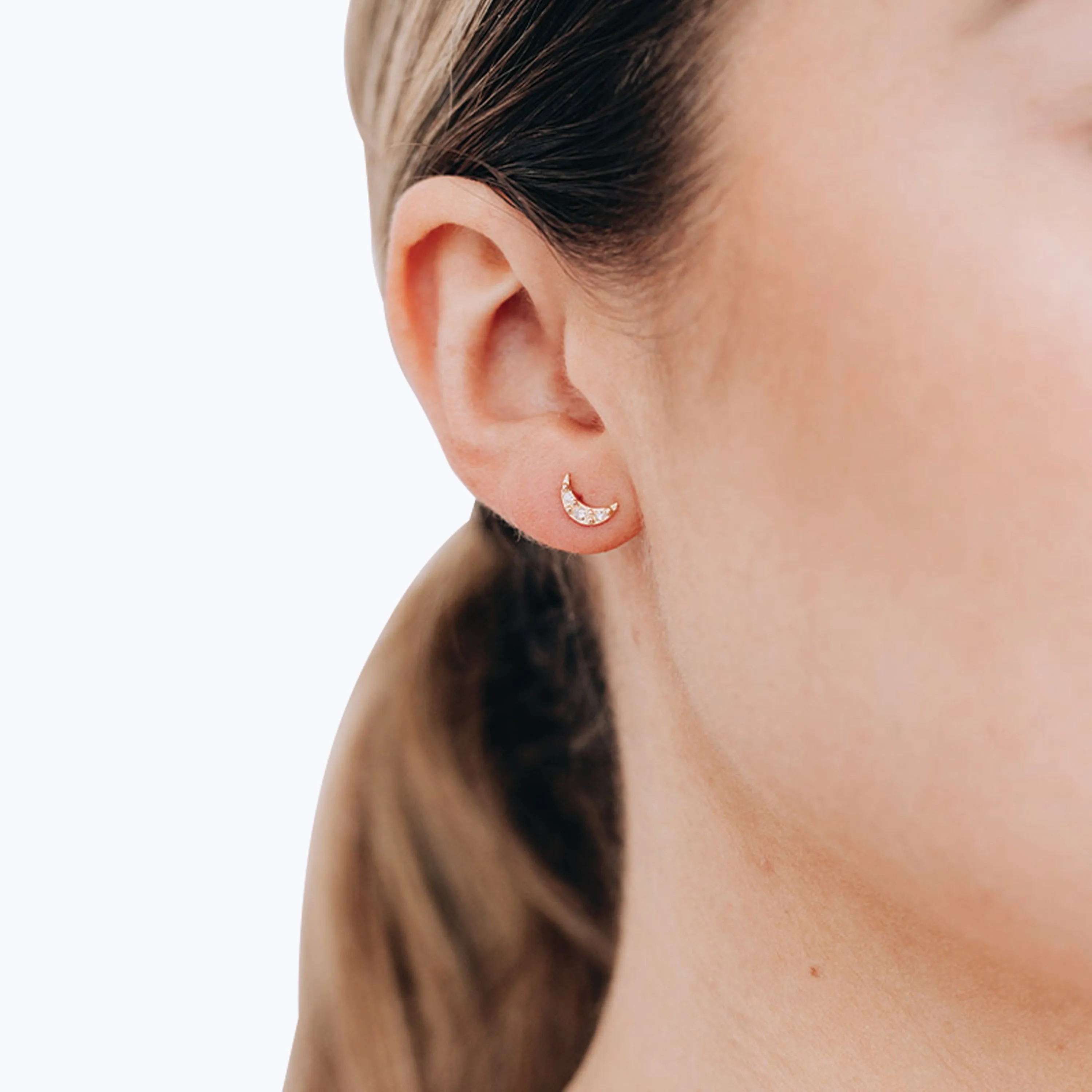 Aztec Crescent Moon Diamond Single Stud