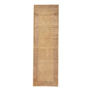 Brown Tibetan Traditional Wool Silk Blend Runner - 3'1" x 10'1"