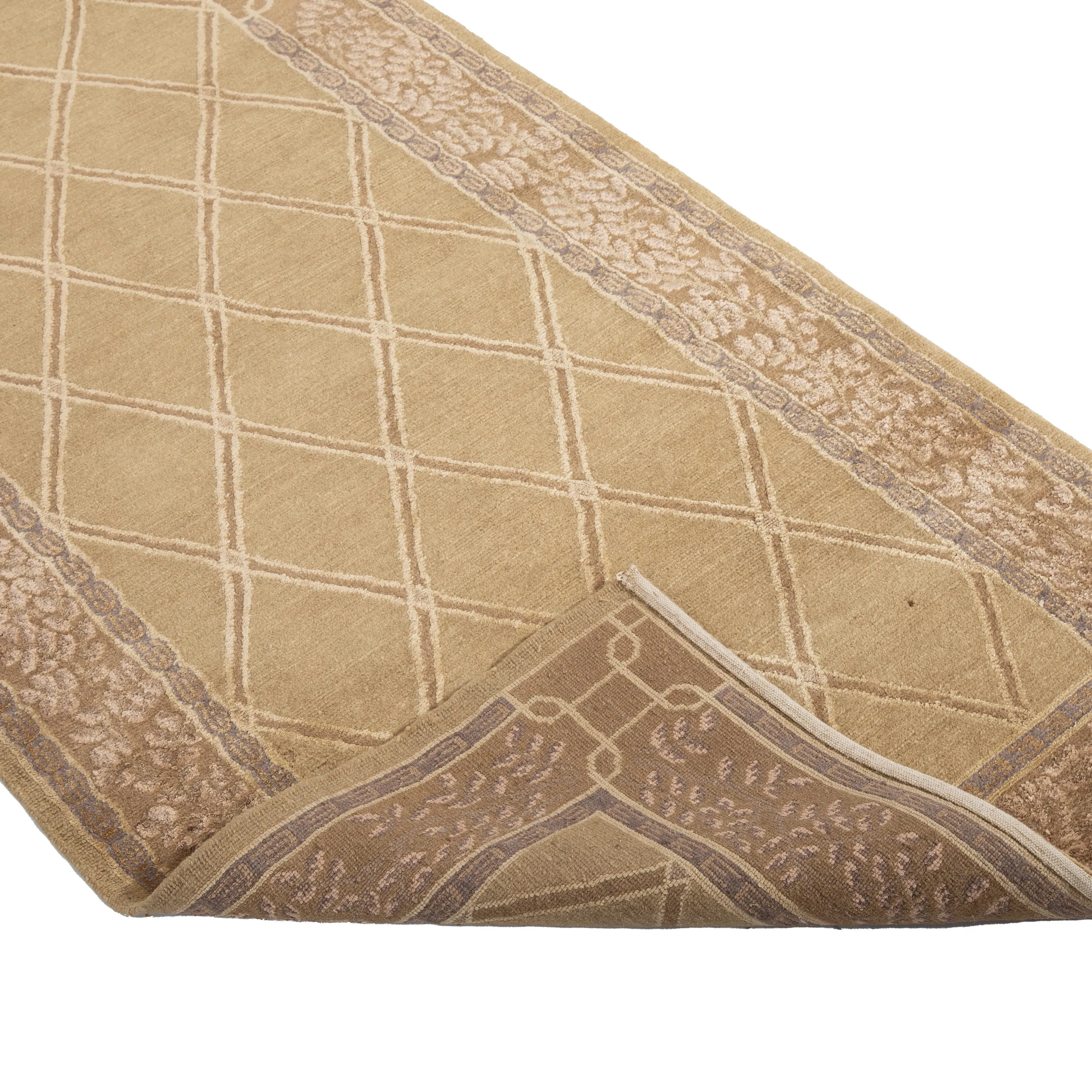 Brown Tibetan Traditional Wool Silk Blend Runner - 3'1" x 10'1"