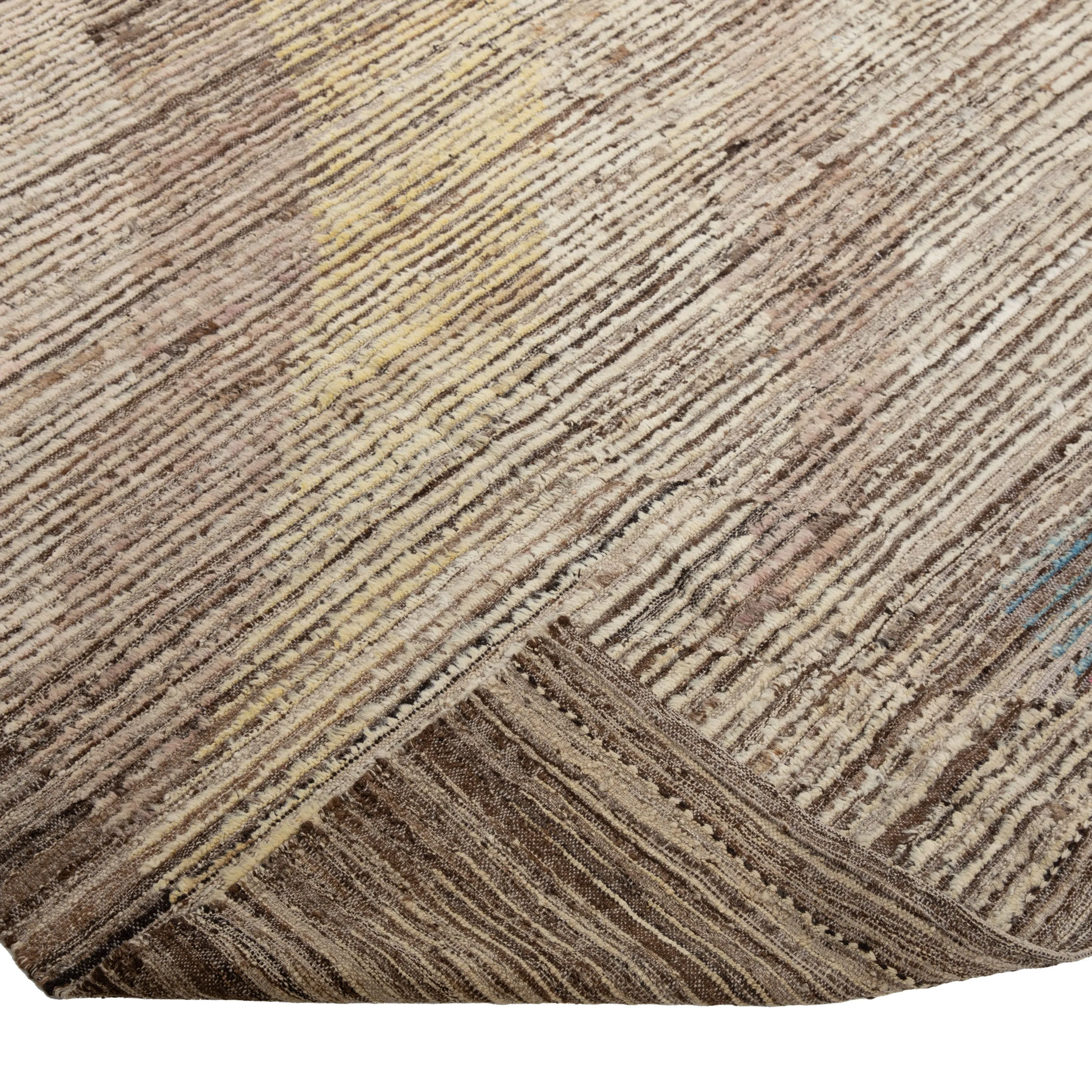 Brown Zameen Transitional Wool Rug - 9'5" x 10'11"