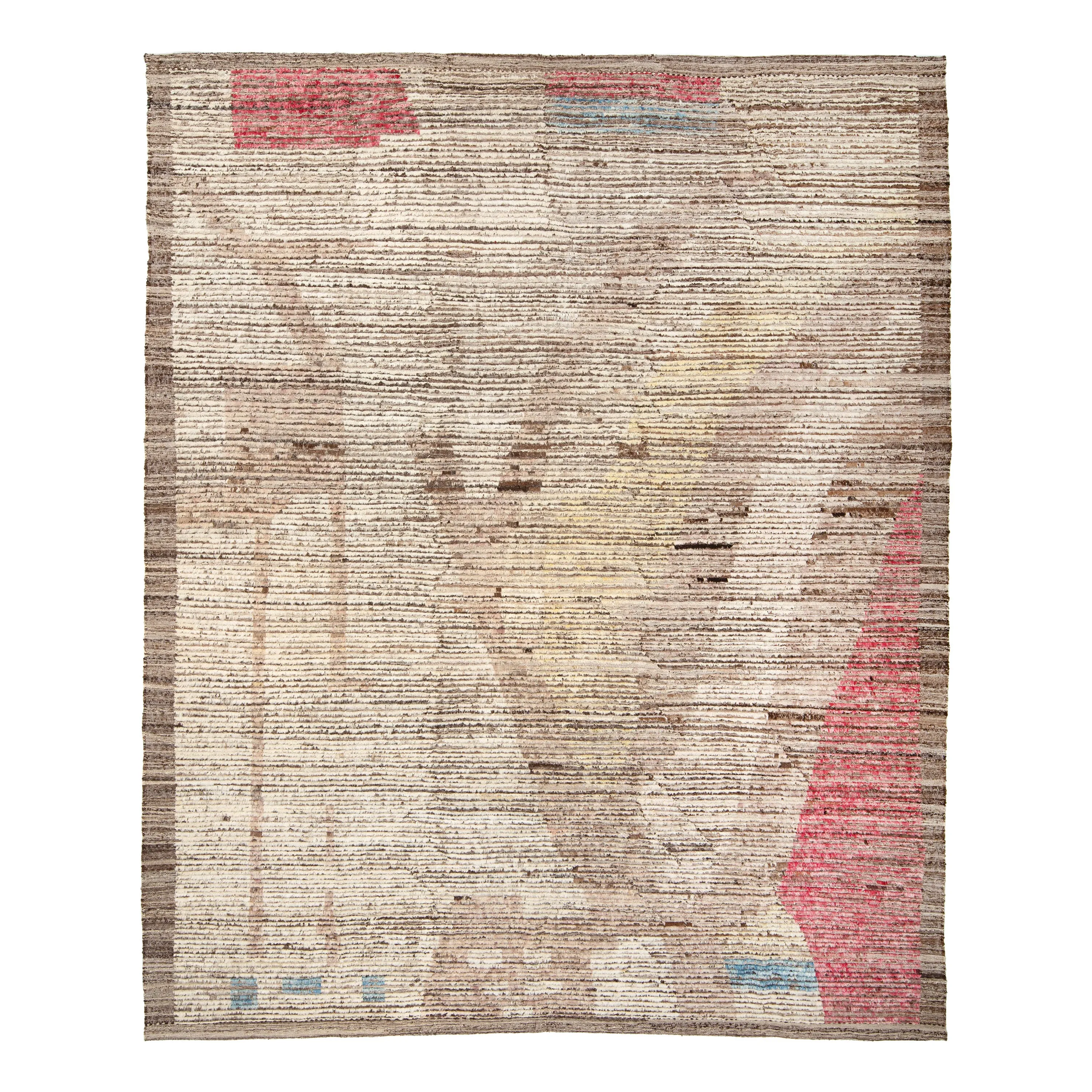 Brown Zameen Transitional Wool Rug - 9'5" x 10'11"