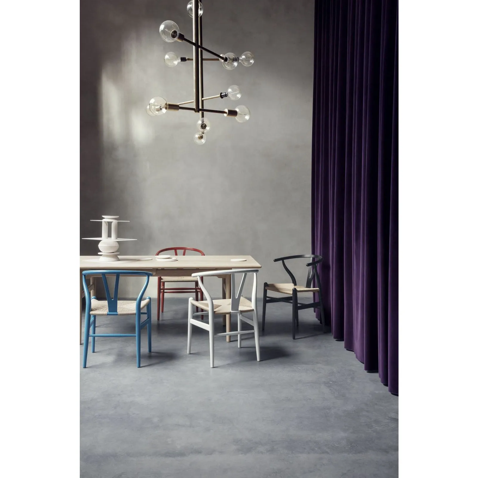 Carl Hansen Ch24 Wishbone Chair Black Paper Cord, White Oiled Oak