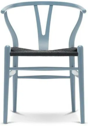 Carl Hansen Ch24 Y Chair Chair Black Paper Cord, Beech/Steel Blue