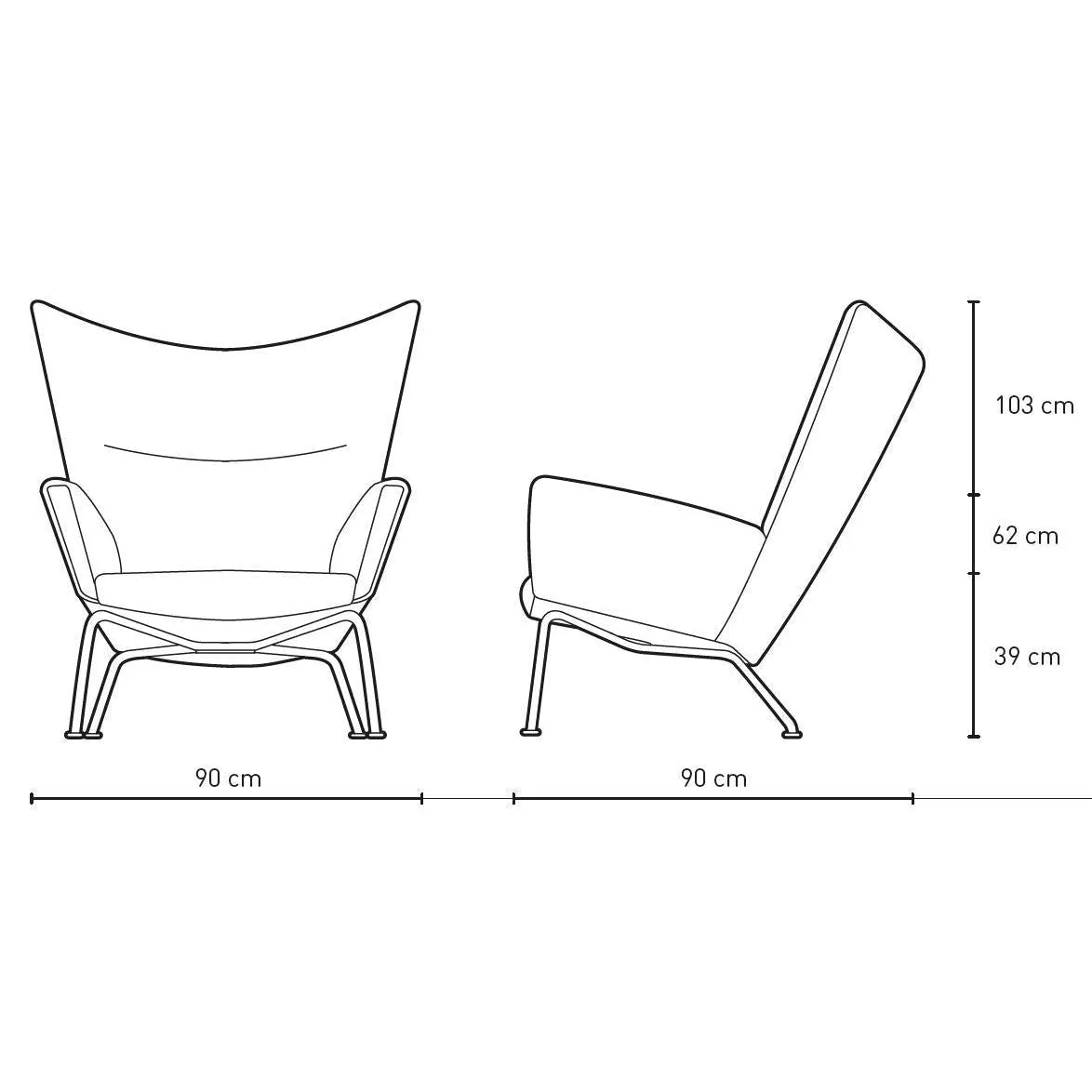 Carl Hansen Ch445 Wing Chair, Steel/Dark Gray Fabric