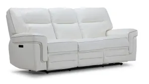Cosmic Dual Power Reclining Sofa with Drop Down Table - White