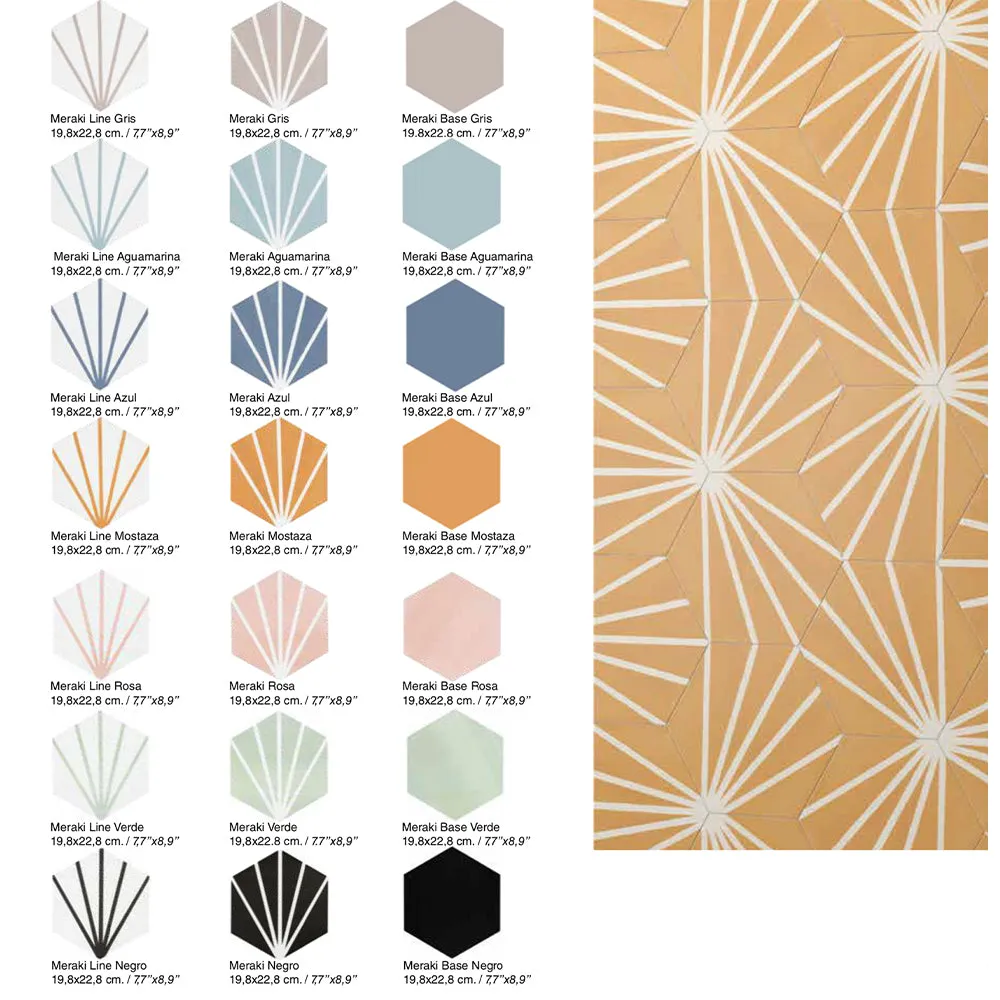 Deluxe Lilypad Aquamarina Hex Porcelain Tile 23x20cm Matt