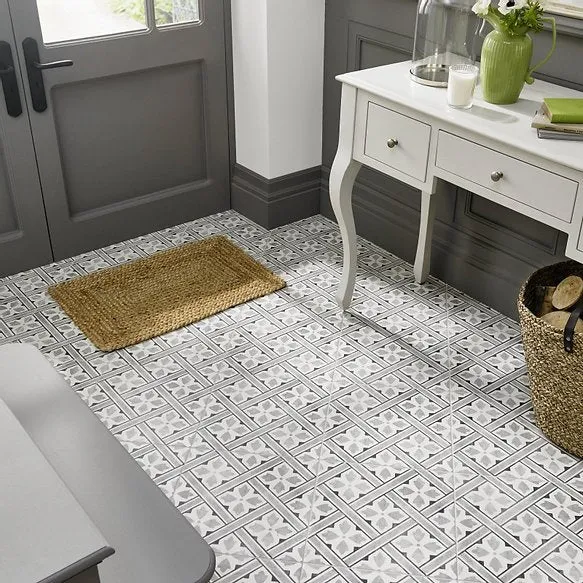 Durham Grey Patterned Porcelain Tile 45x45 cm Matt