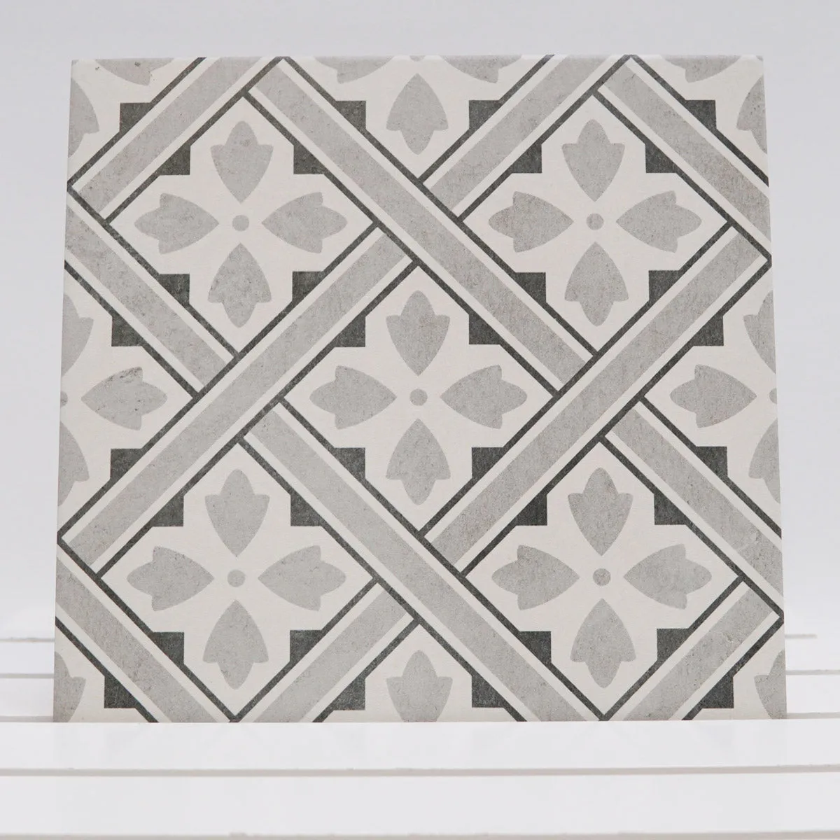 Durham Grey Patterned Porcelain Tile 45x45 cm Matt