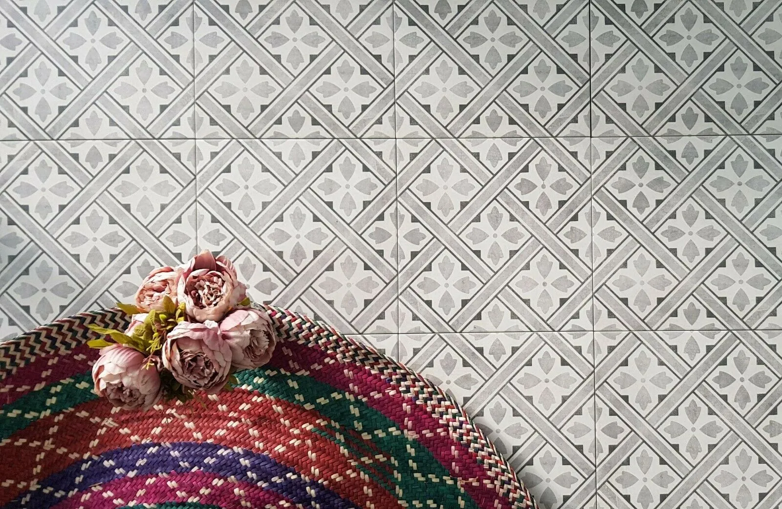 Durham Grey Patterned Porcelain Tile 45x45 cm Matt
