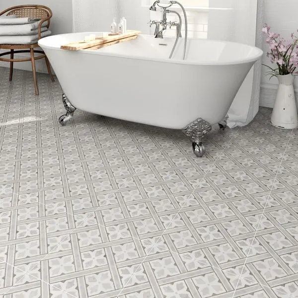 Durham Grey Patterned Porcelain Tile 45x45 cm Matt