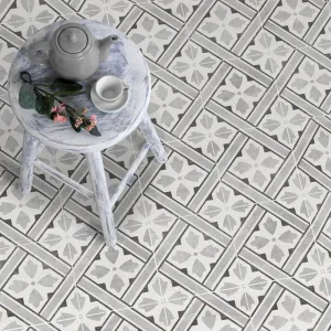 Durham Grey Patterned Porcelain Tile 45x45 cm Matt
