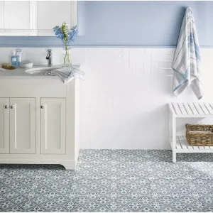 Durham Midnight Blue Patterned Porcelain Tile 45x45cm Matt