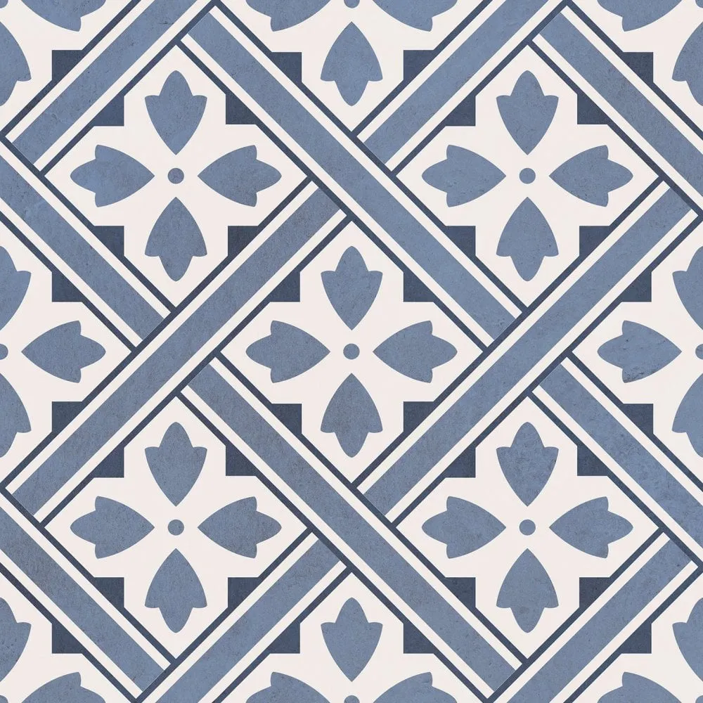 Durham Midnight Blue Patterned Porcelain Tile 45x45cm Matt