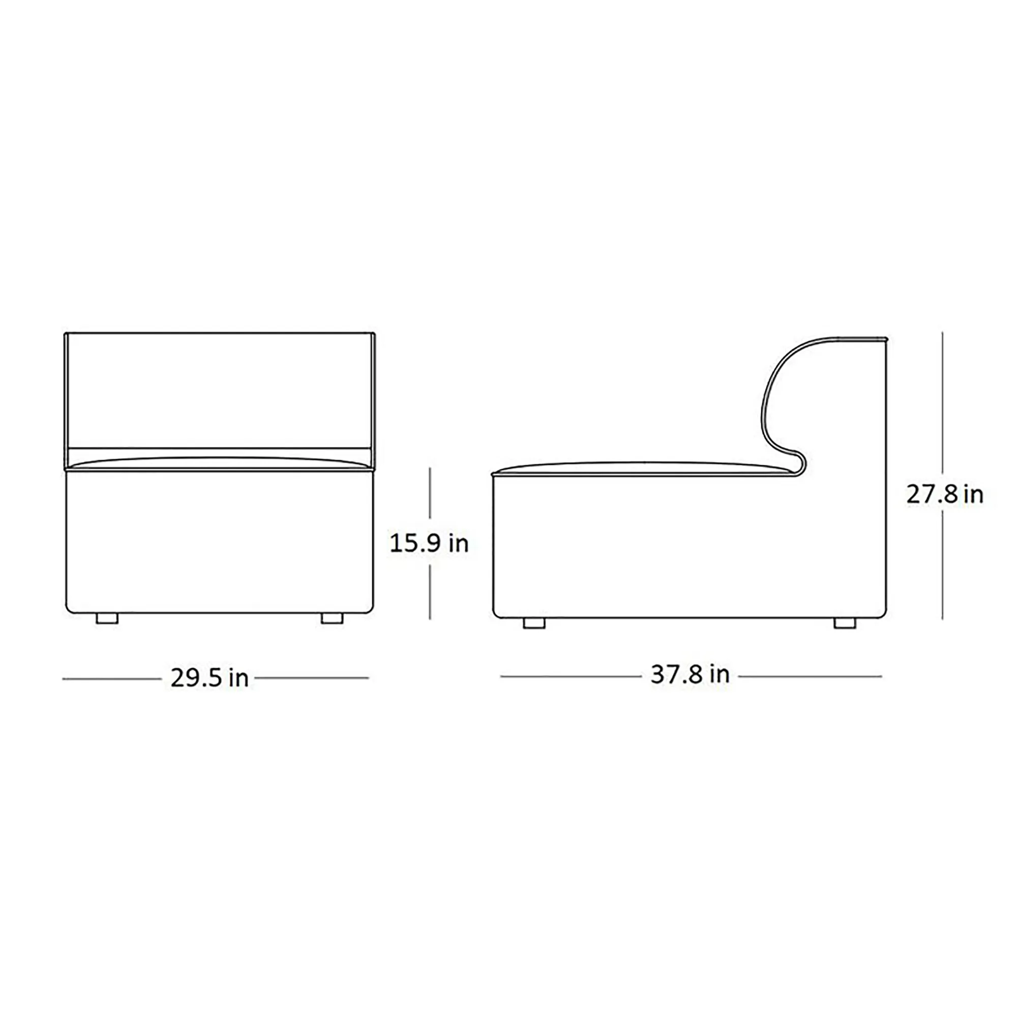 Eave Modular Sofa Middle Piece Armless