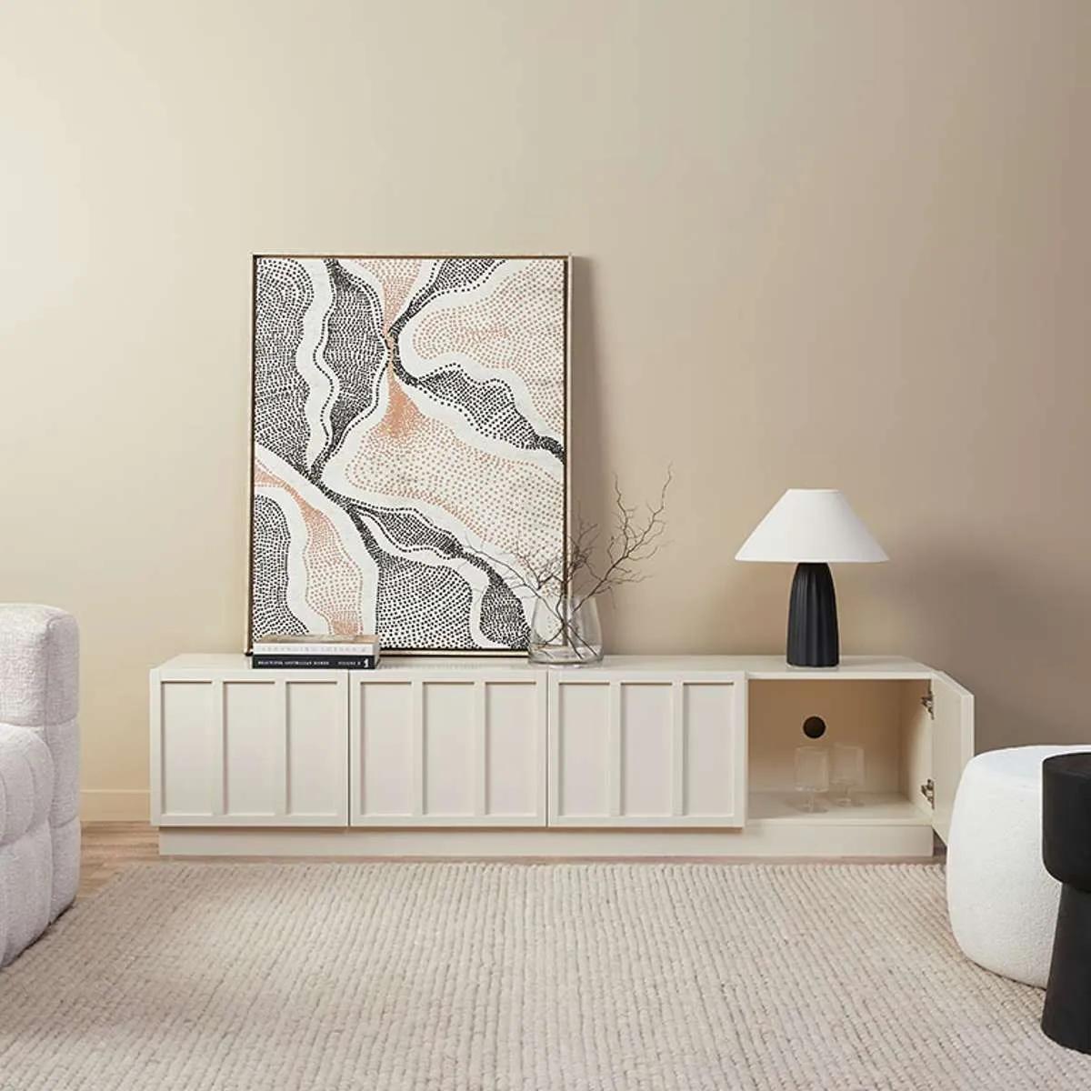 Emery Panel Entertainment Unit - Beige Mocka