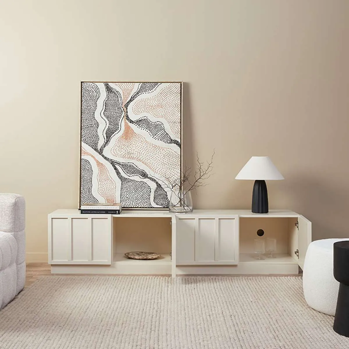 Emery Panel Entertainment Unit - Beige Mocka