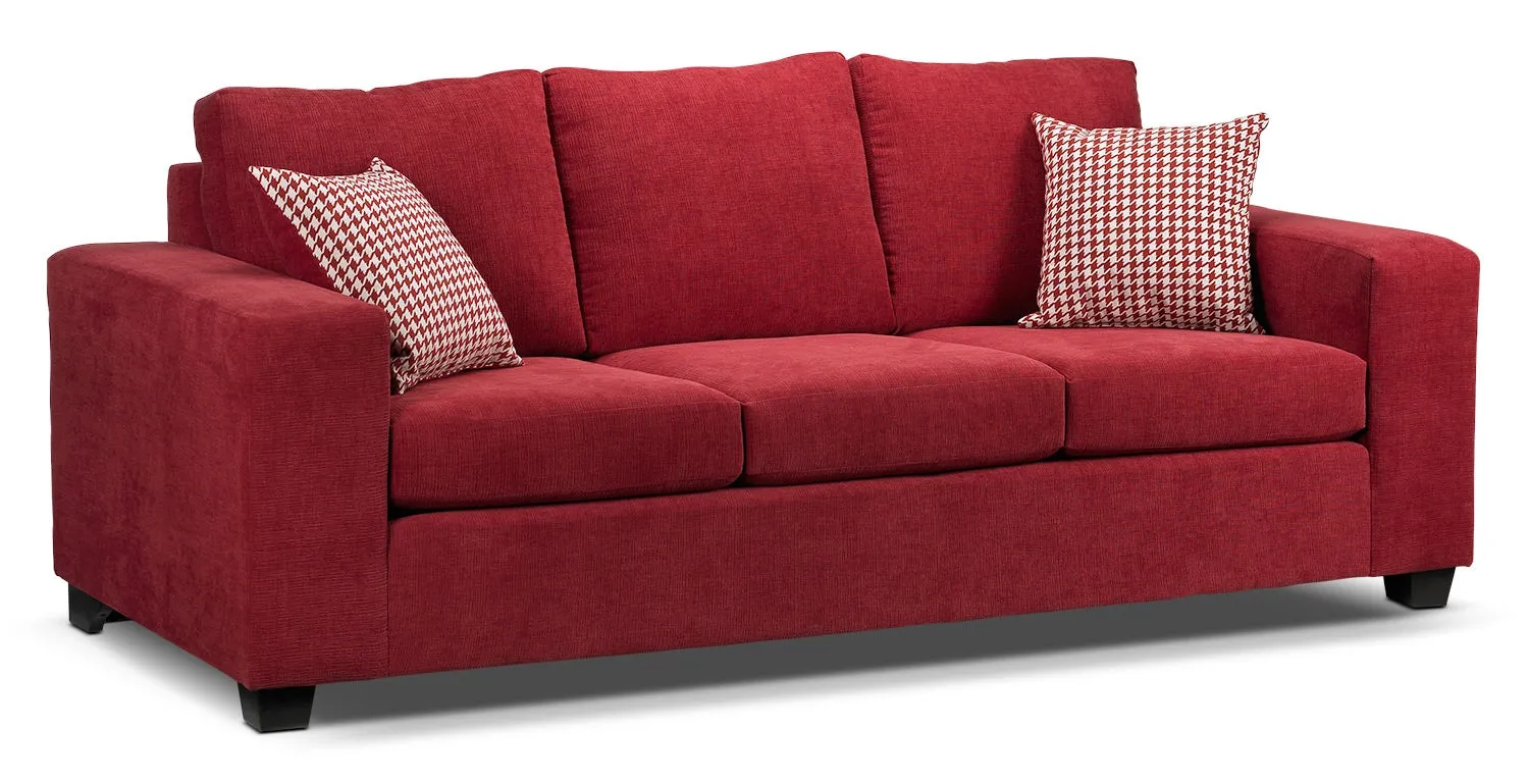 Fava Sofa and Chair Set - Red