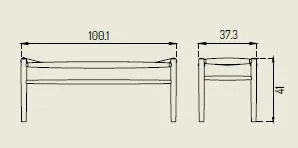 Fdb Møbler J83 B Bækmark Bench, Black/Natural Braid