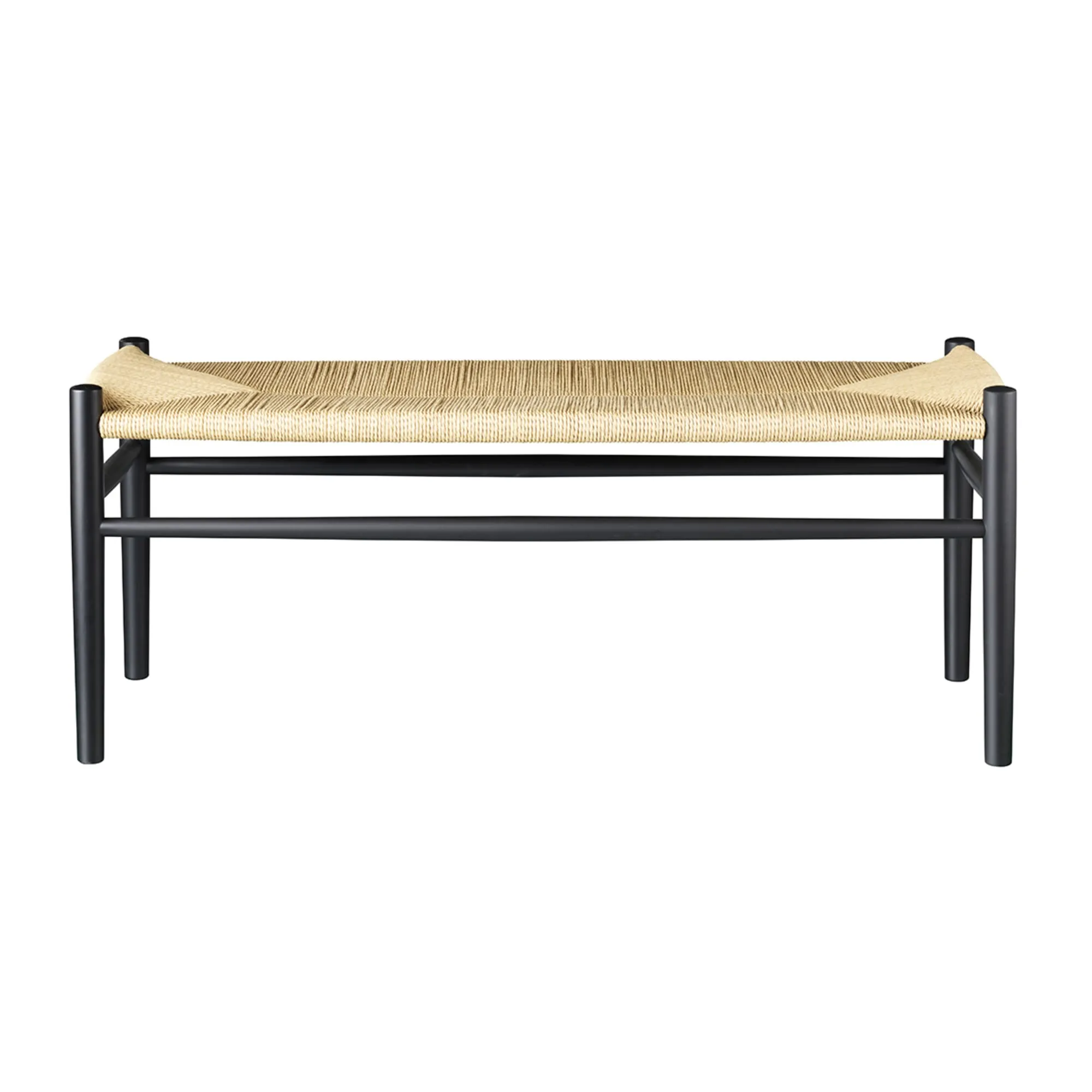 Fdb Møbler J83 B Bækmark Bench, Black/Natural Braid