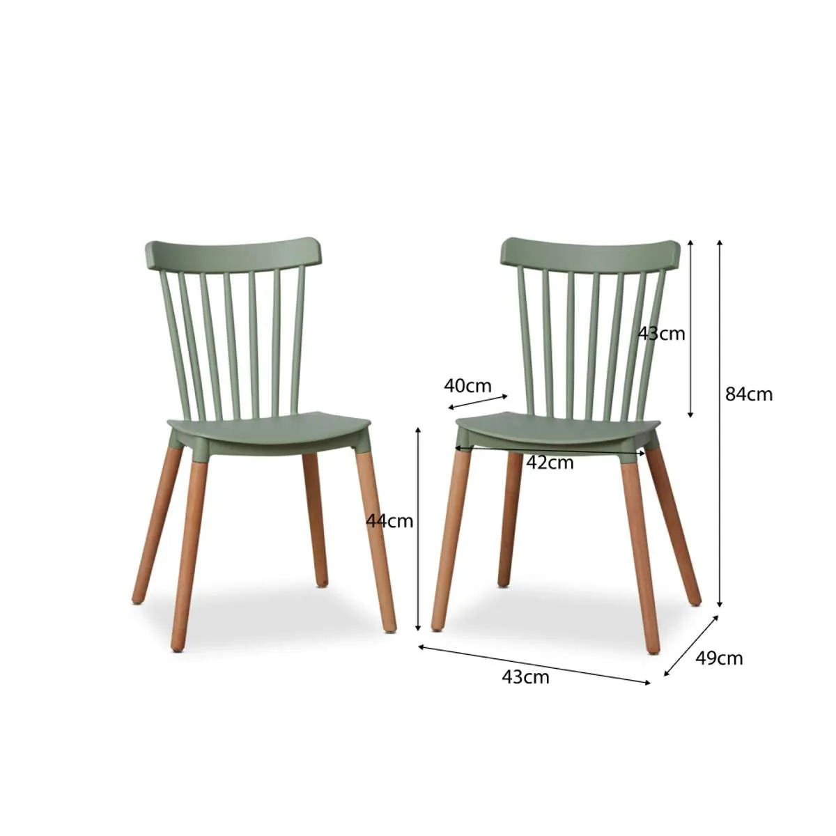 Frida Dining Chair - Sage Green Set of Four Bundle Mocka