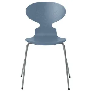Fritz Hansen Ant™ Chair Dyed Ash Dusk Blue Bowl, Silver Grey Base
