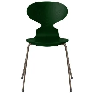 Fritz Hansen Ant™ Chair Dyed Ash Evergreen Bowl, Brown Bronze Base
