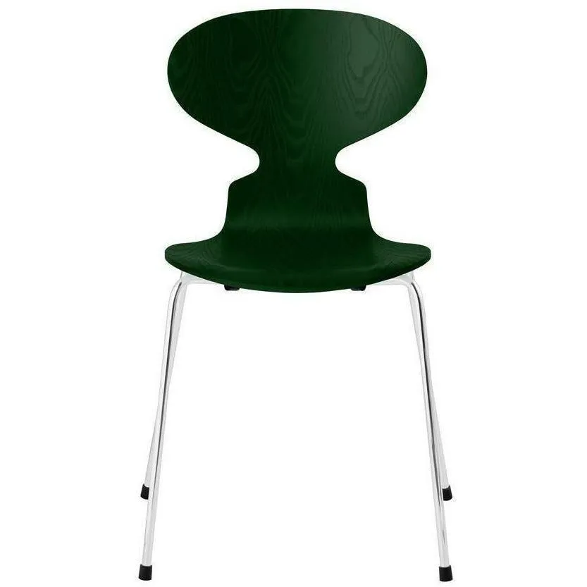 Fritz Hansen Ant™ Chair Dyed Ash Evergreen Bowl, Chromed Steel Base