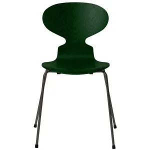Fritz Hansen Ant™ Chair Dyed Ash Evergreen Bowl, Warm Graphite Base