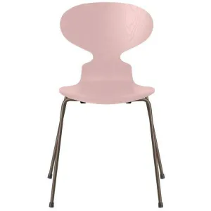Fritz Hansen Ant™ Chair Dyed Ash Pale Rose Bowl, Brown Bronze Base