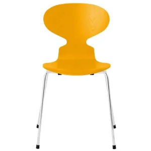 Fritz Hansen Ant™ Chair Dyed Ash True Yellow Shell, Chromed Steel Base