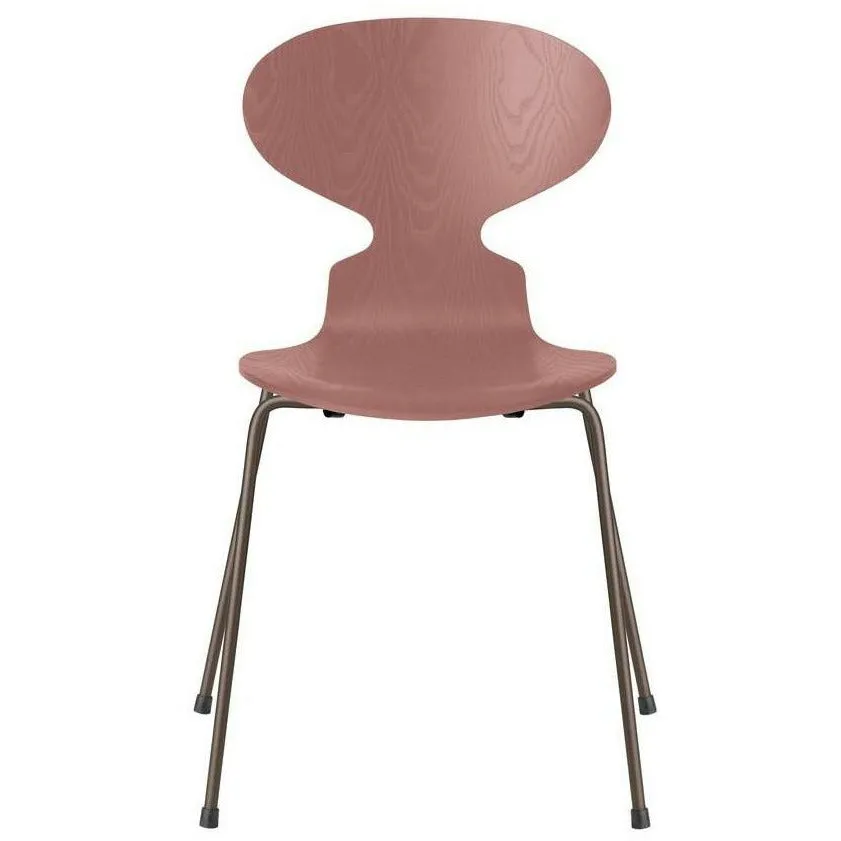 Fritz Hansen Ant™ Chair Dyed Ash Wild Rose Bowl, Brown Bronze Base