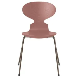 Fritz Hansen Ant™ Chair Dyed Ash Wild Rose Bowl, Brown Bronze Base