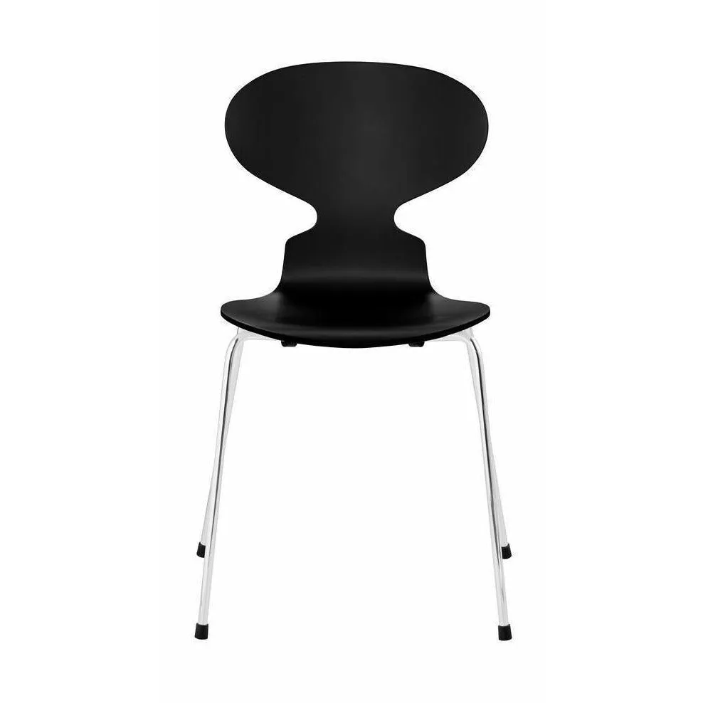 Fritz Hansen Ant™ Chair Lacquered Black Shell, Chrome Plated Steel Base