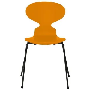 Fritz Hansen Ant™ Chair Lacquered Burnt Yellow Shell, Black Base
