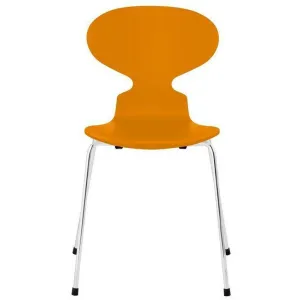 Fritz Hansen Ant™ Chair Lacquered Burnt Yellow Shell, Chrome Plated Steel Base