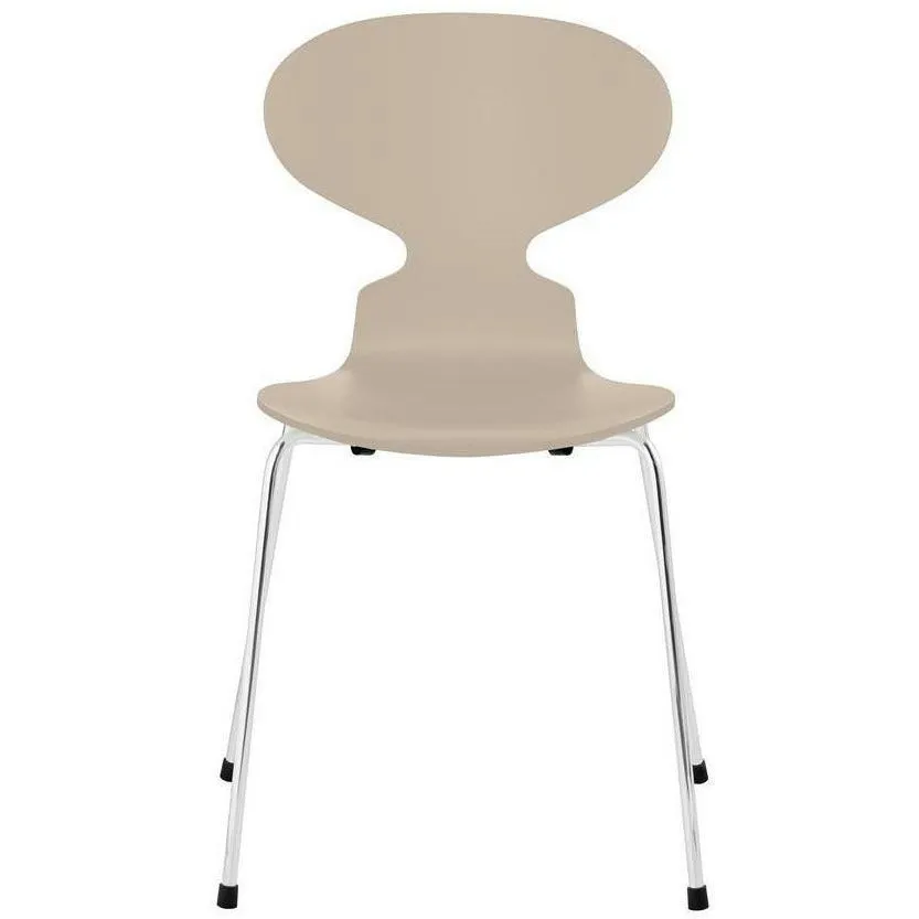 Fritz Hansen Ant™ Chair Lacquered Light Beige Shell, Chromed Steel Base