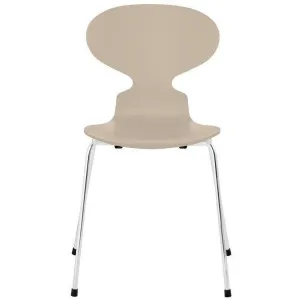 Fritz Hansen Ant™ Chair Lacquered Light Beige Shell, Chromed Steel Base