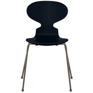 Fritz Hansen Ant™ Chair Lacquered Midnight Blue Bowl, Brown Bronze Base