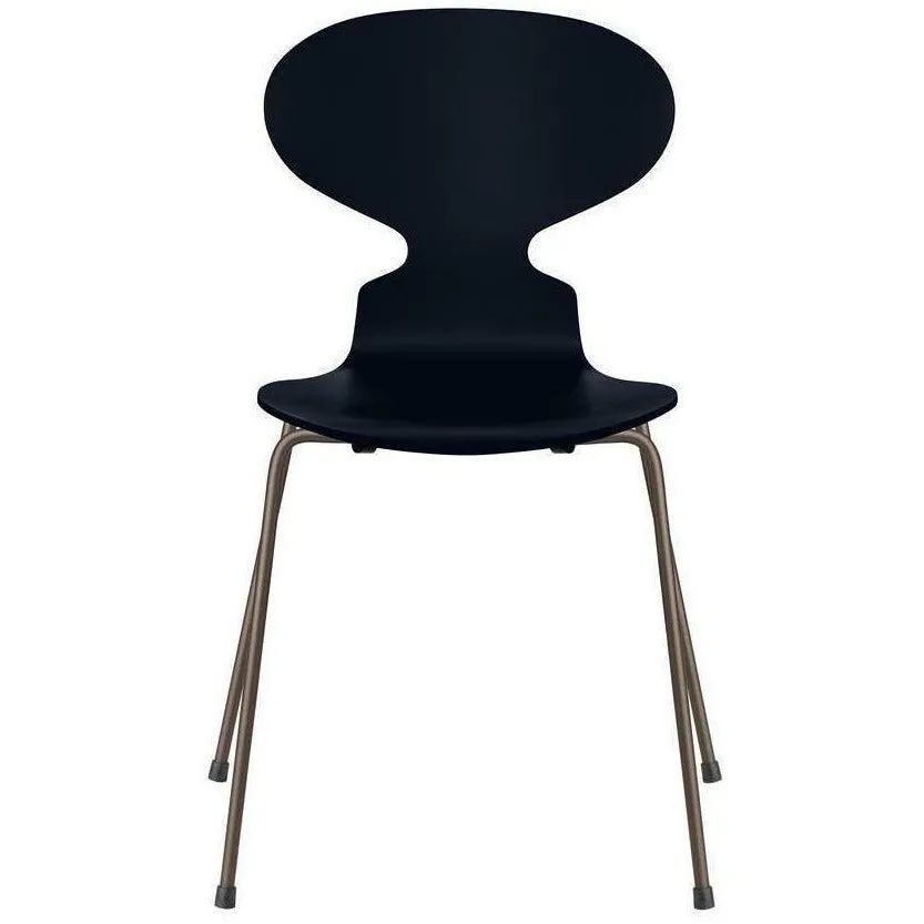 Fritz Hansen Ant™ Chair Lacquered Midnight Blue Bowl, Brown Bronze Base
