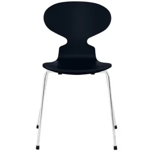 Fritz Hansen Ant™ Chair Lacquered Midnight Blue Shell, Chrome Plated Steel Base
