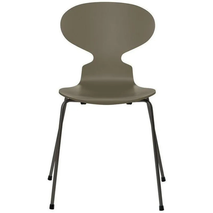 Fritz Hansen Ant™ Chair Lacquered Olive Green Bowl, Warm Graphite Base