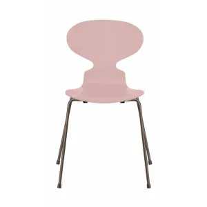 Fritz Hansen Ant™ Chair Lacquered Pale Rose Bowl, Brown Bronze Base