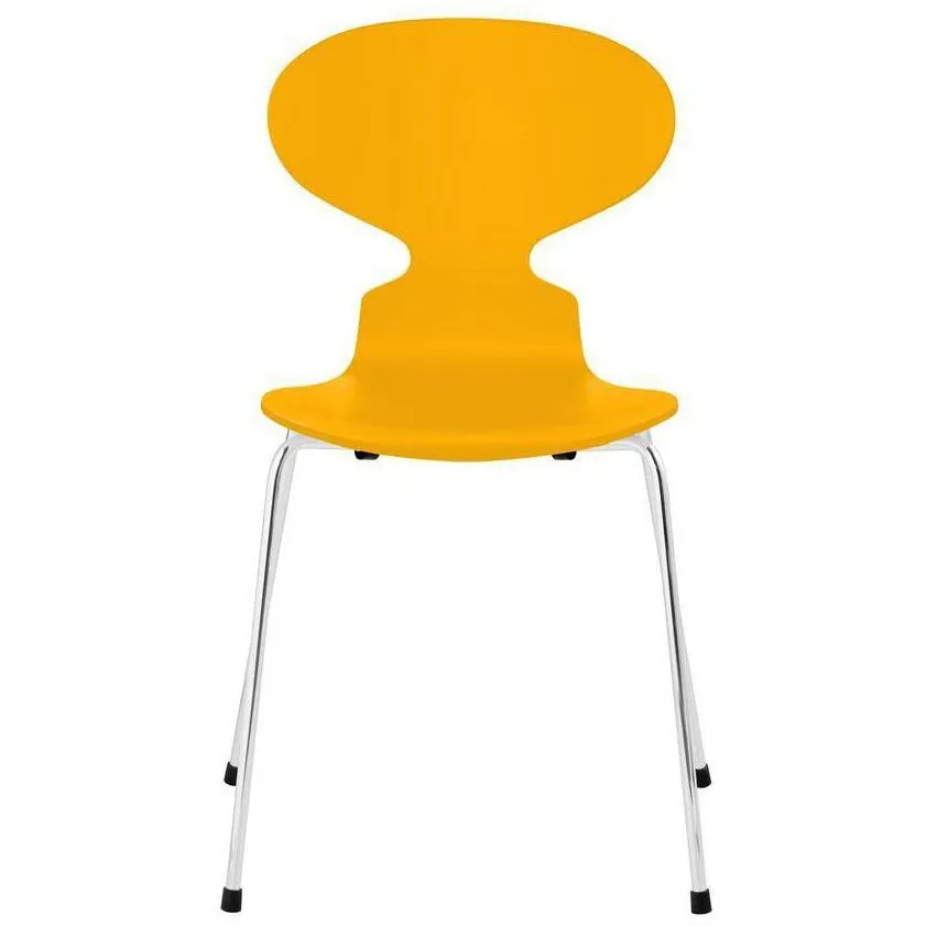 Fritz Hansen Ant™ Chair Lacquered True Yellow Shell, Chrome Plated Steel Base