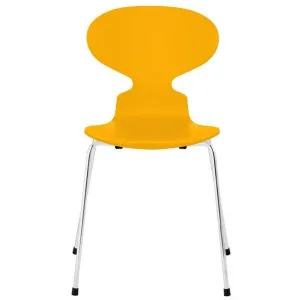 Fritz Hansen Ant™ Chair Lacquered True Yellow Shell, Chrome Plated Steel Base