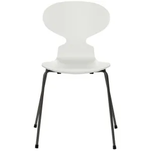 Fritz Hansen Ant™ Chair Lacquered White Shell, Warm Graphite Base