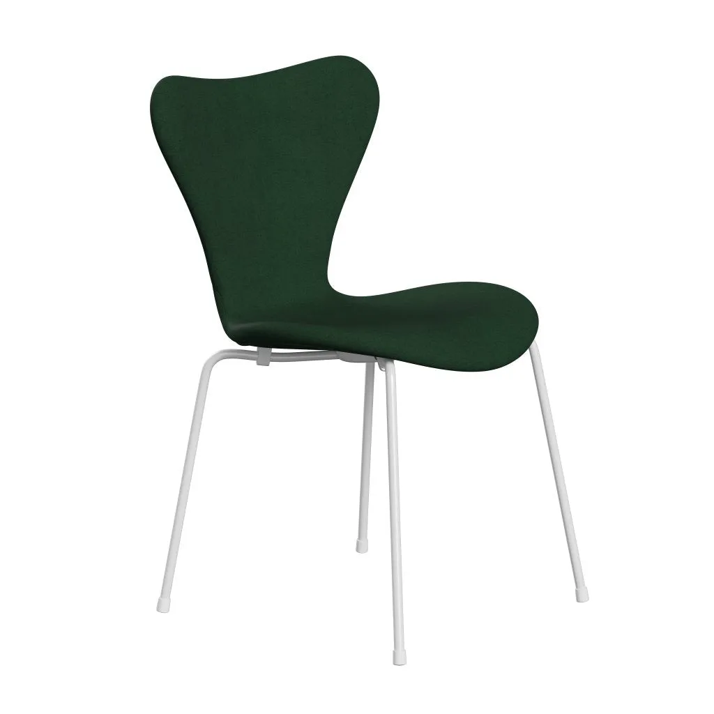 Fritz Hansen Series 7™ Chair Full Upholstery, White/Divina Dark Green (Div876)